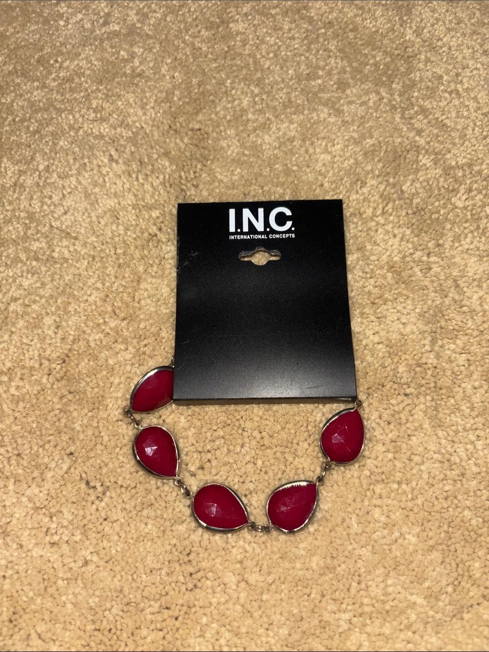 INC International Concepts Magenta Teardrop Link Bracelet